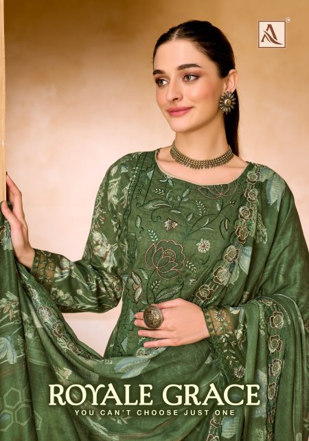 Royale Grace By Alok Cambric Cotton Dress Material